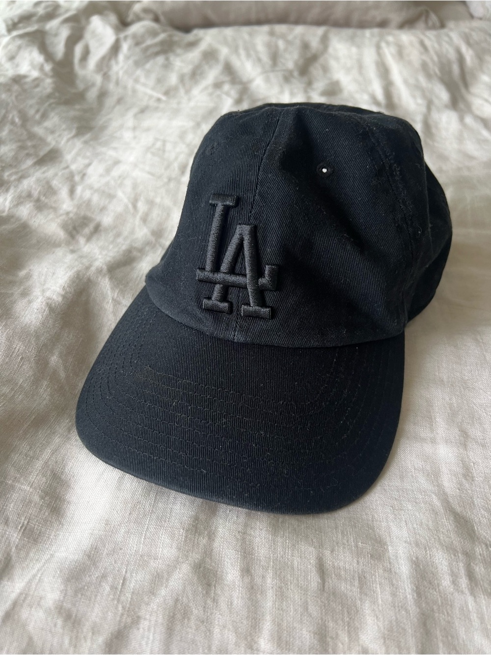 Black Embroidered LA Logo Baseball Cap
